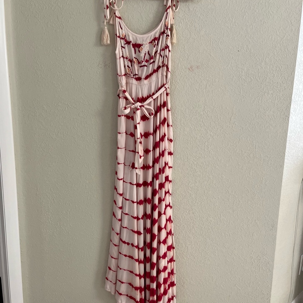 NEW SIYA Bead Embroidered Tassel Maxi Dress Free Size (See Measurements) Tie Dye